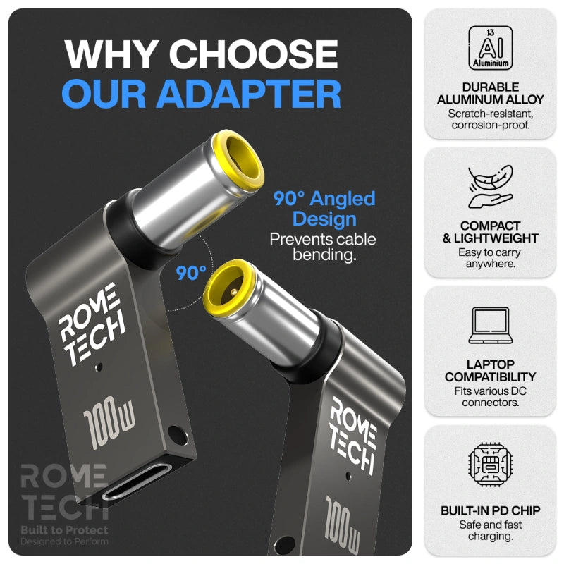 Female USB Type-C to Male 7.9 x 5.5 mm Charging Adapter for Lenovo Laptop