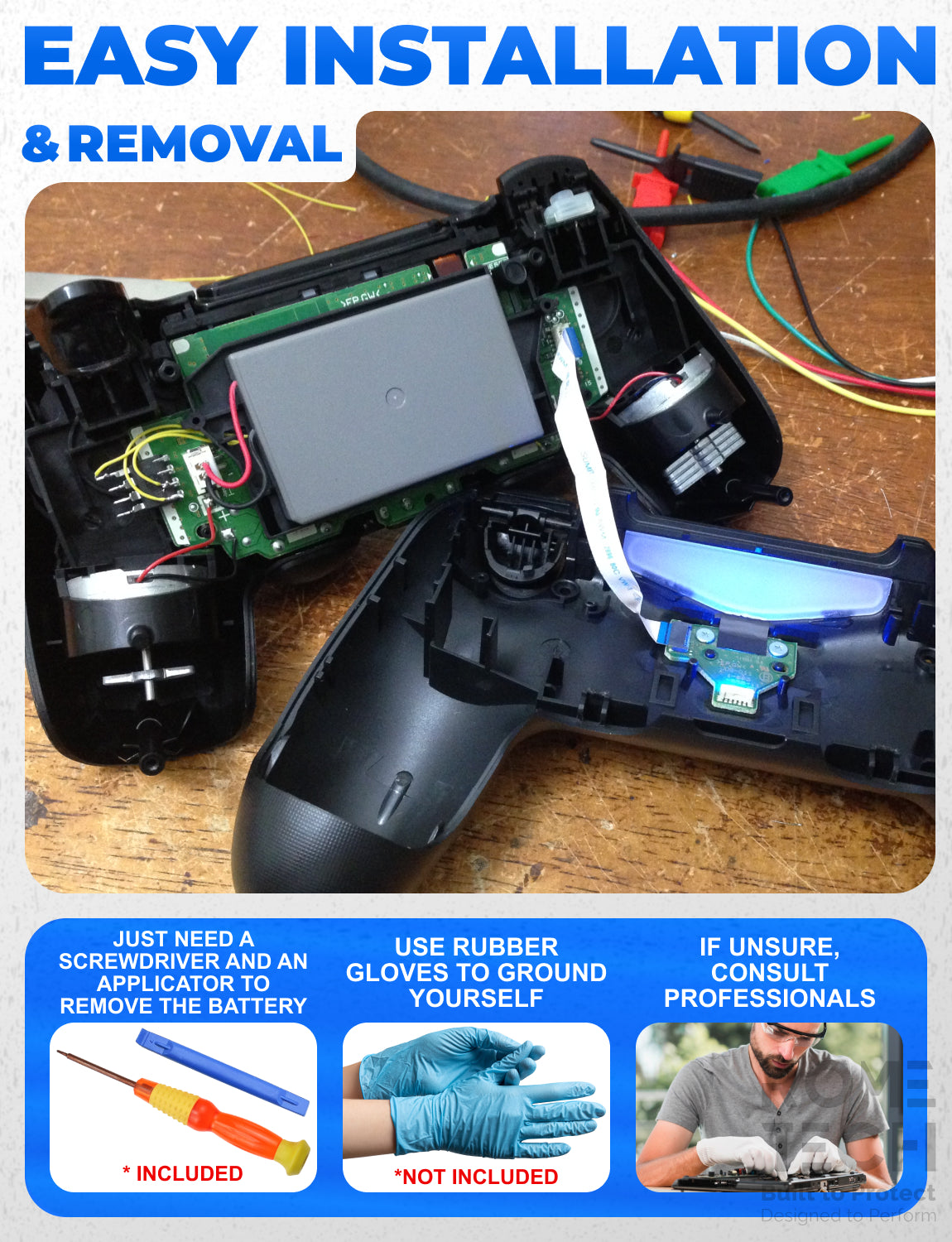 Replacement Battery for Sony PlayStation Dualshock 4 Gamepad (CUH-ZCT1H, CUH-ZCT1E, CUH-ZCT1U, CUH-ZCT2, CUH-ZCT2U, LIP1522, KCR141) Set
