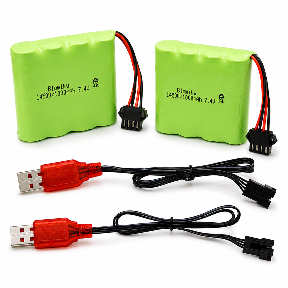 Replacement Battery with SM-4P Plug and Charger Cable for Monster RC Truck Remote Controlers (USB Charging Cable supports 5V 0.5-2A input USB)