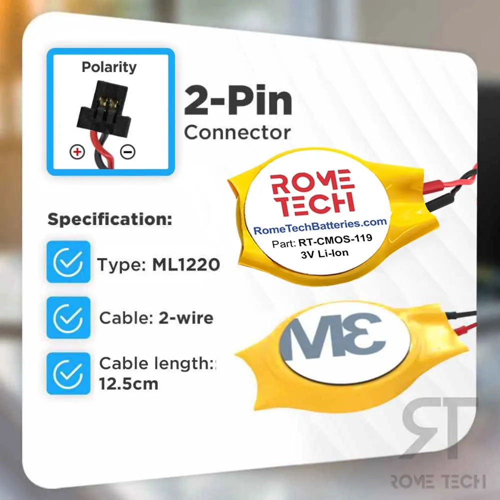 RTC CMOS Battery for HP Notebook x2 10-p018wm