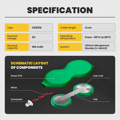 RTC CMOS Battery for HP (Part Number) GC02002HK00