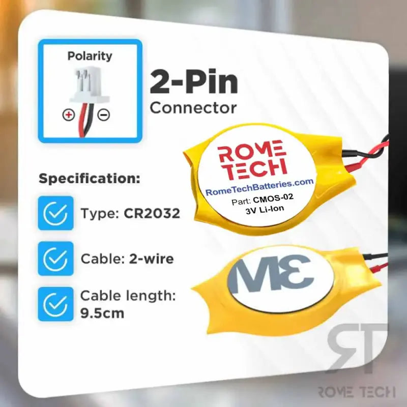 RTC CMOS Battery for Intel QBiP-1255A Embedded Compact Board