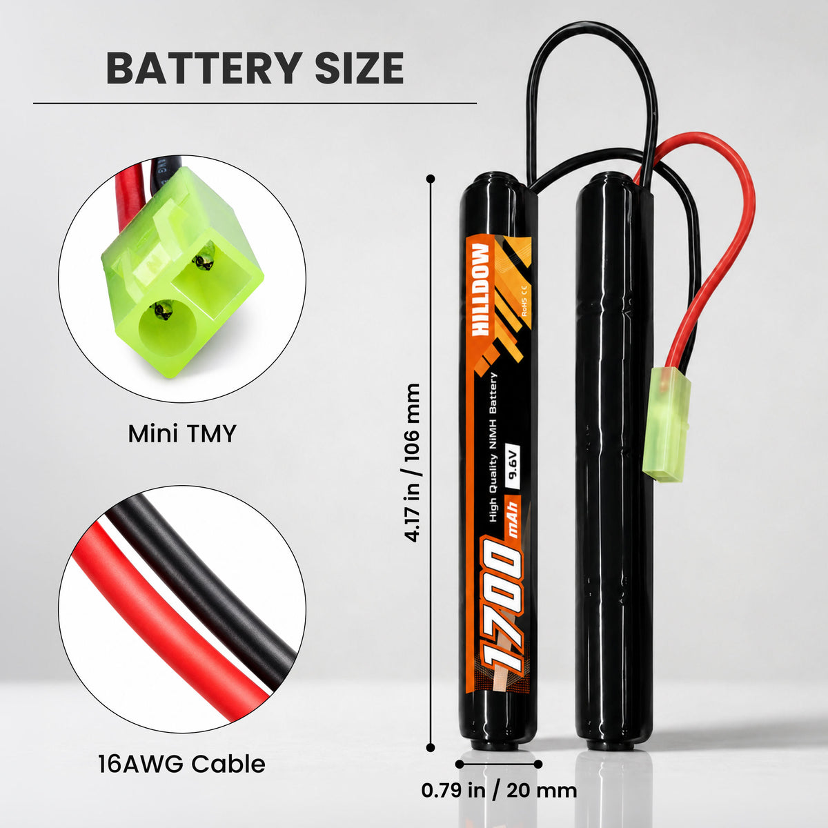 Replacement Nunchuck Battery for AEG Airsoft Gun