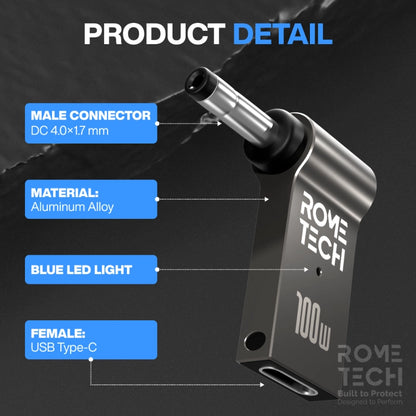 Female USB Type-C to Male 4.0 x 1.7 mm Charging Adapter for Dell HP Lenovo Laptop