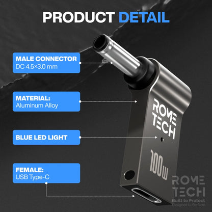 Female USB Type-C to Male 4.5 x 3.0 mm Charging Adapter for Dell Laptop