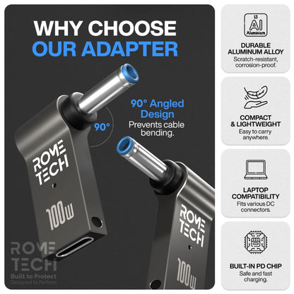 Female USB Type-C to Male 4.5 x 3.0 mm Charging Adapter for HP Laptop