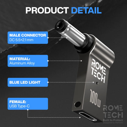 Female USB Type-C to Male 5.5 x 2.1 mm Charging Adapter for your Laptop