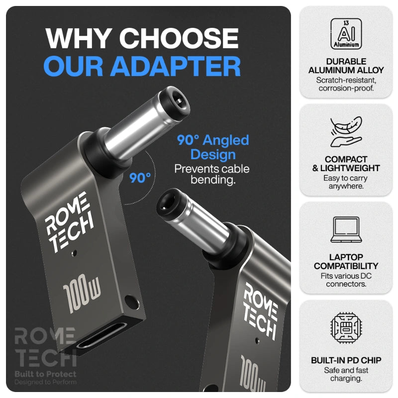 Female USB Type-C to Male 5.5 x 2.1 mm Charging Adapter for your Laptop