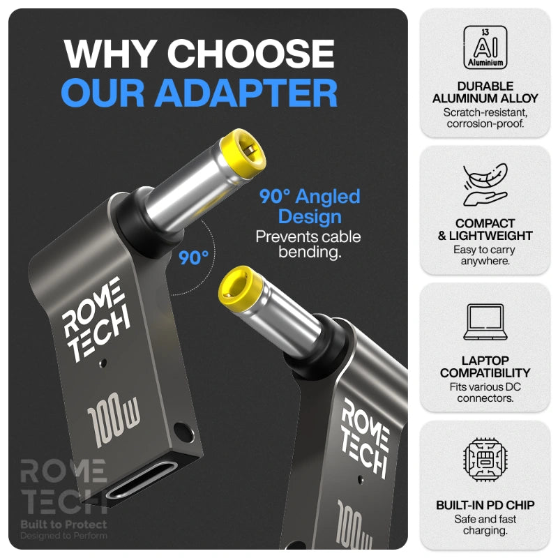 Female USB Type-C to Male 5.5 x 2.5 mm Charging Adapter for your Laptop