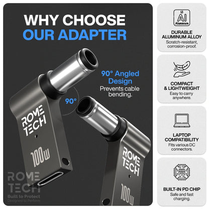Female USB Type-C to Male 7.4 x 5.0 mm Charging Adapter for Dell Laptop
