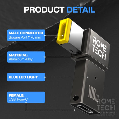 Female USB Type-C to Male Square Port Charging Adapter for Lenovo Laptop
