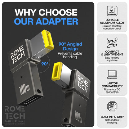 Female USB Type-C to Male Square Port Charging Adapter for Lenovo Laptop