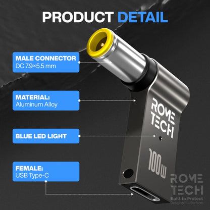 Female USB Type-C to Male 7.9 x 5.5 mm Charging Adapter for Lenovo Laptop