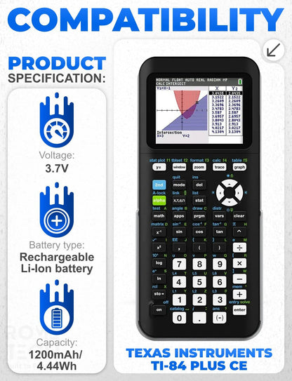 Replacement Battery for Texas Instruments TI-84 Plus CE Set