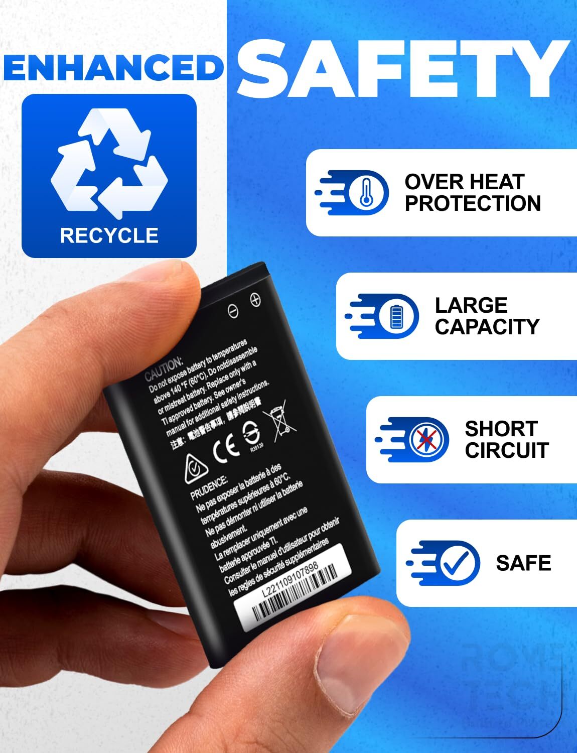 Replacement Battery for Texas Instruments TI-84 Plus CE Set