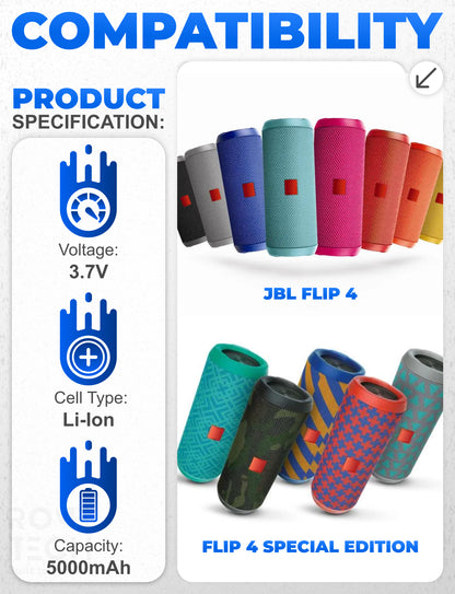 Replacement Battery for JBL Flip 4 Special Edition Set