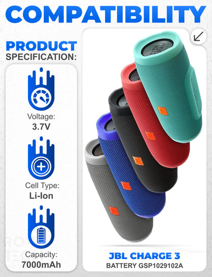 Replacement Battery for JBL Charge 3 Set
