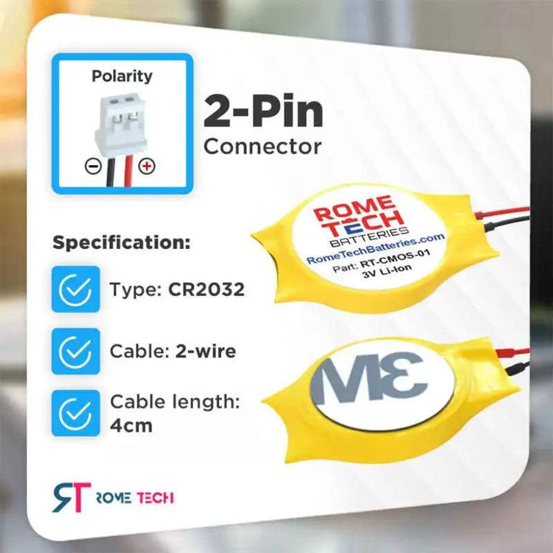 Replacement RTC CMOS Battery for Sony Playstation 2 Slim & PS2 Slim / SCPH-70000 & SCPH-75000 Series 2 Pin / CR2032-LC1