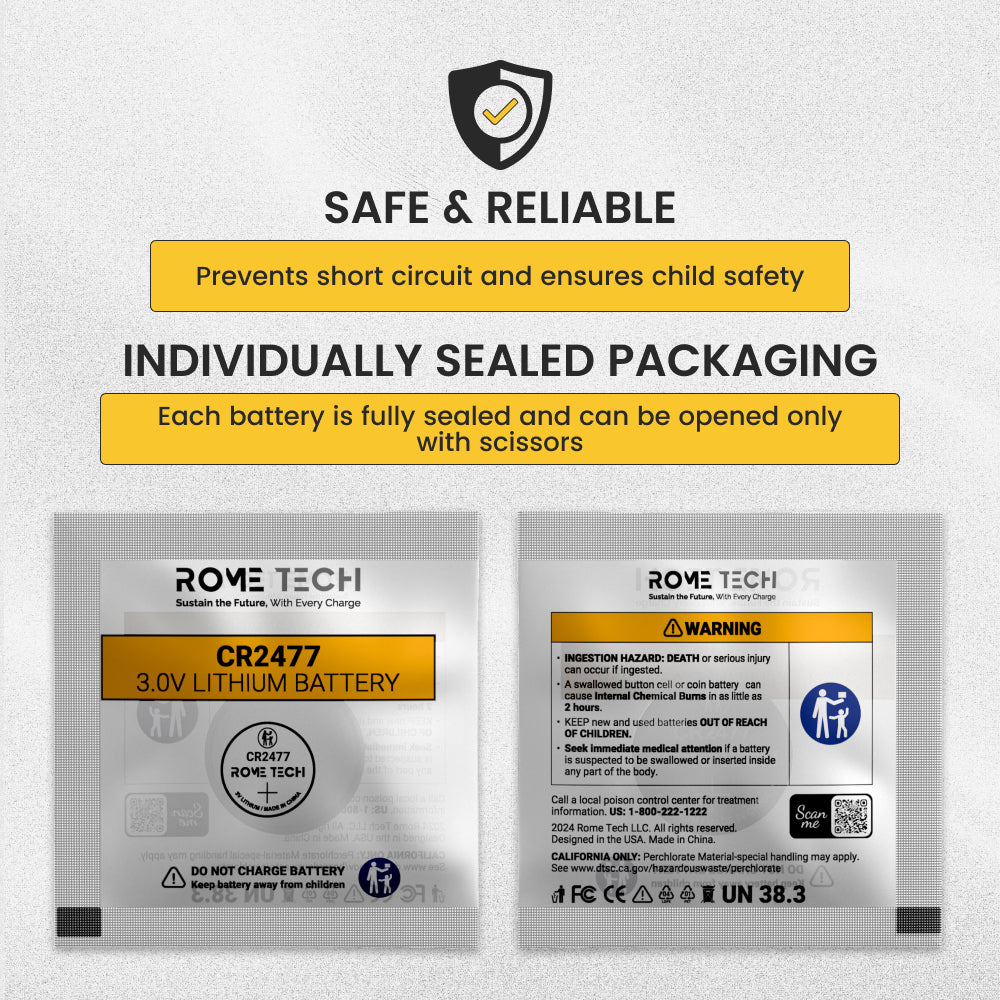 Replacement CMOS Coin Cell Battery - CR2477 5-Pack