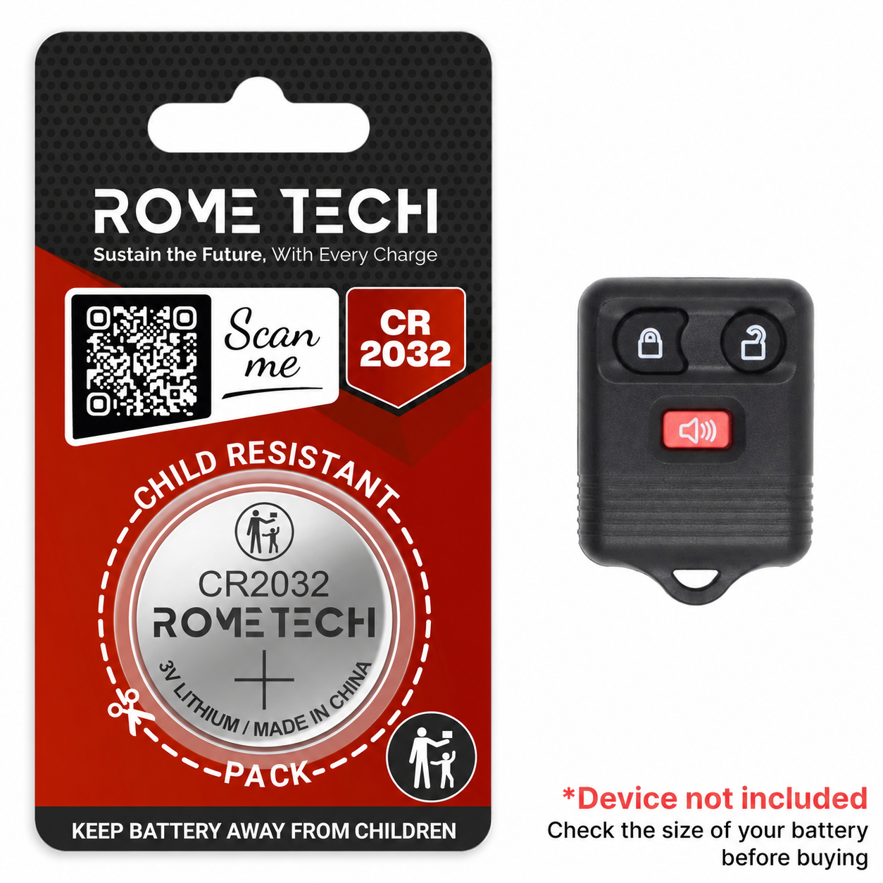 Replacement Battery for Key Fob - Ford F-150 1998-2014