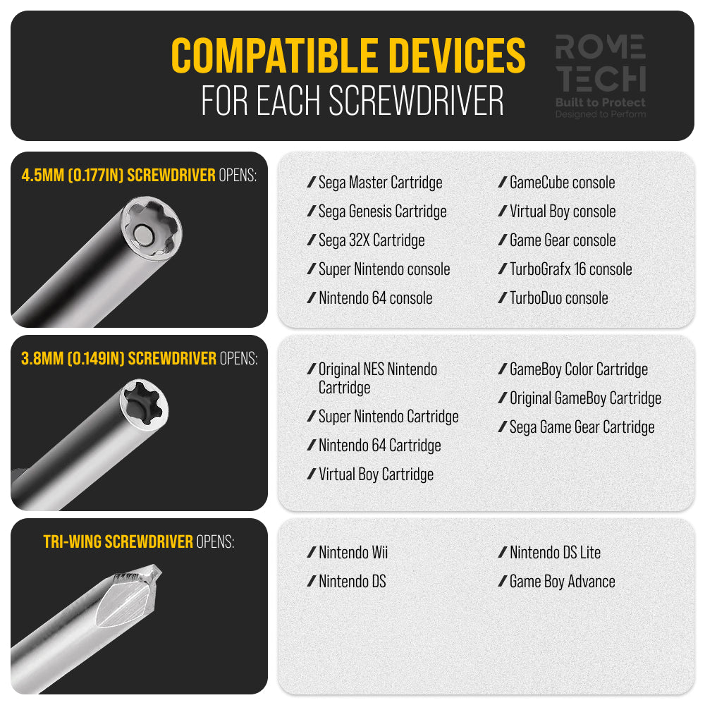 Gamebit Screwdriver 3.8mm 4.5mm & Tri-Wing Screwdriver Gameboy Set