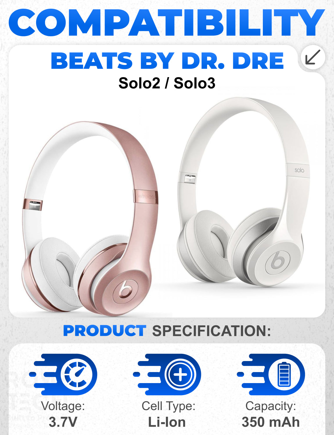 Replacement Battery for Beats Solo 3 Wireless