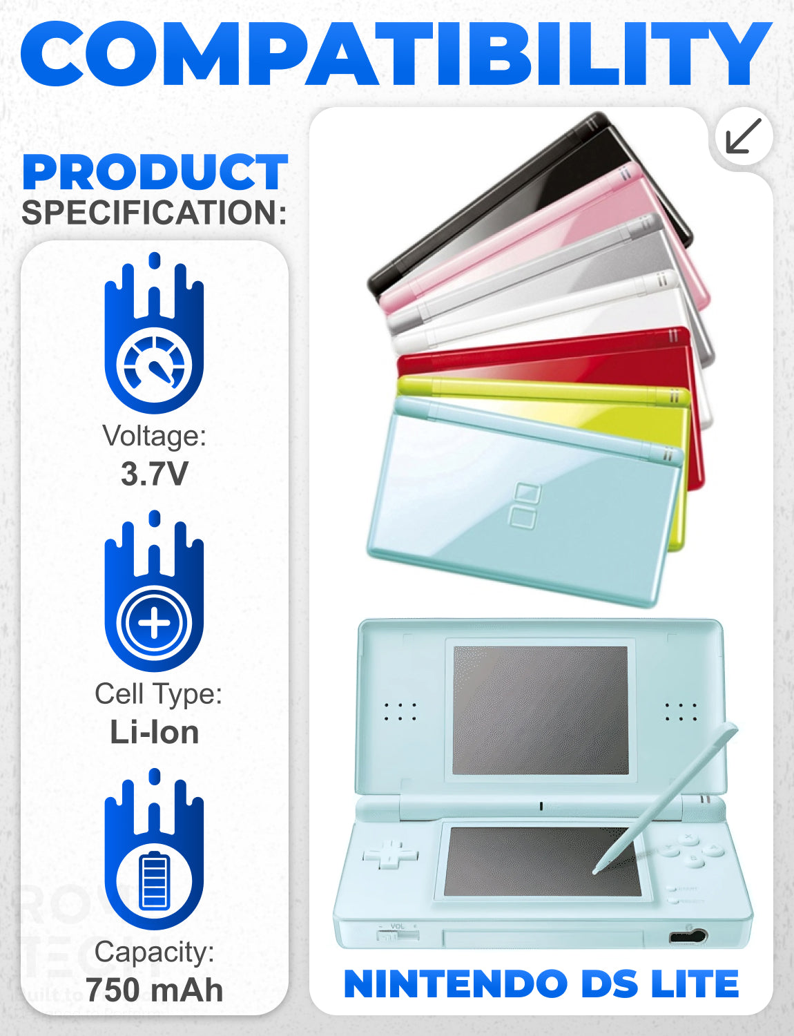Replacement Battery for Nintendo DS Lite (NDSL)