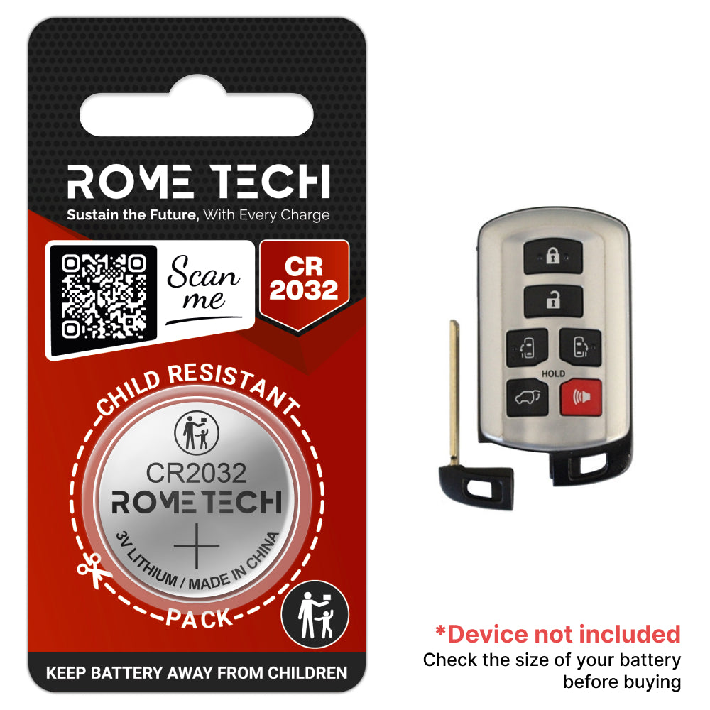 Replacement Battery for Key Fob - Toyota Sienna 2011-2020