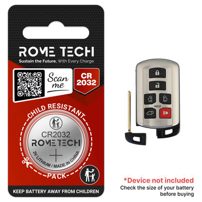 Replacement Battery for Key Fob - Toyota Sienna 2011-2020