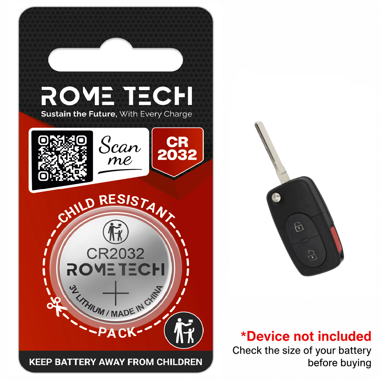 Replacement Battery for Key Fob - Audi A6 1999-2001