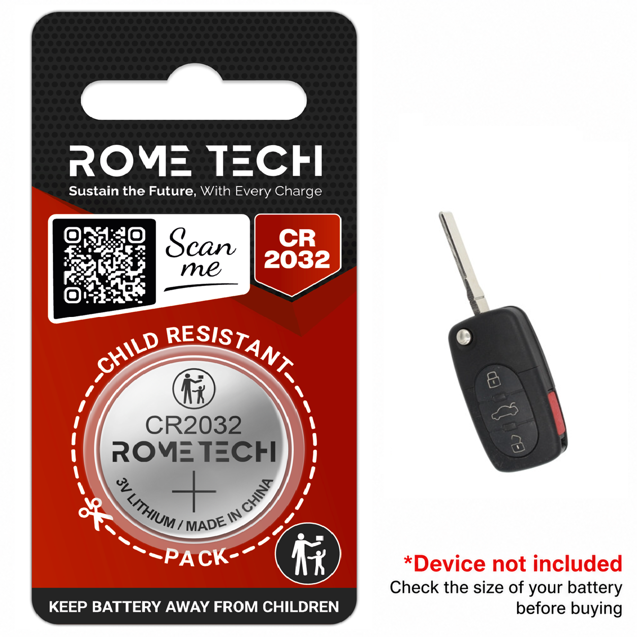 Replacement Battery for Key Fob - Audi A6 1998-2004