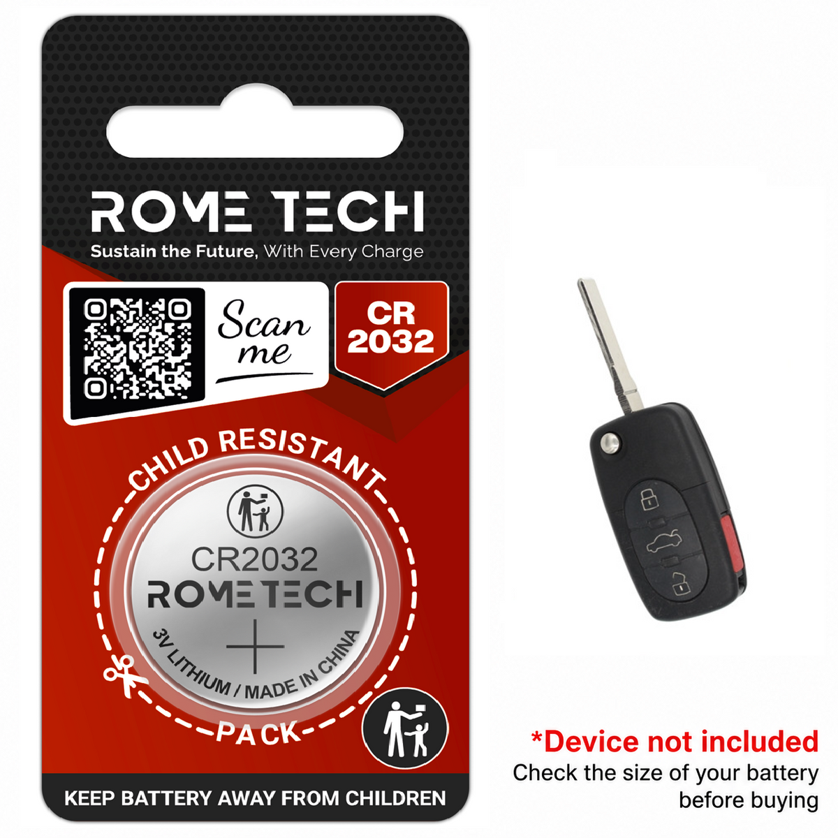 Replacement Battery for Key Fob - Audi A6 1998-2004