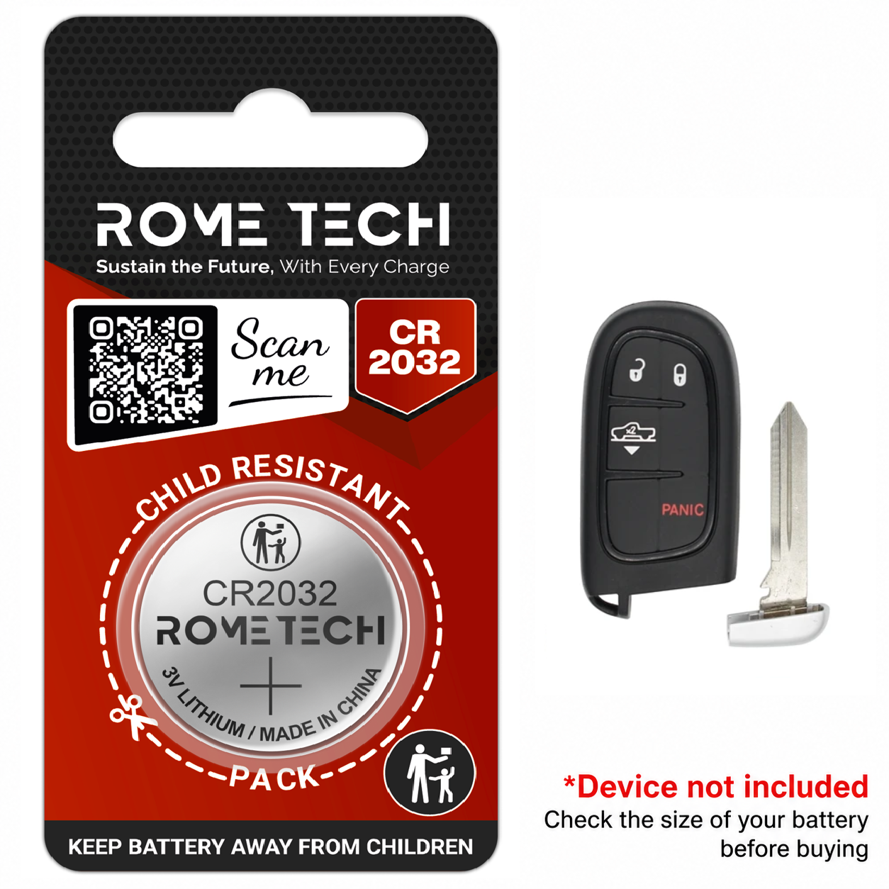 Replacement Battery for Key Fob - Dodge RAM 2013-2018