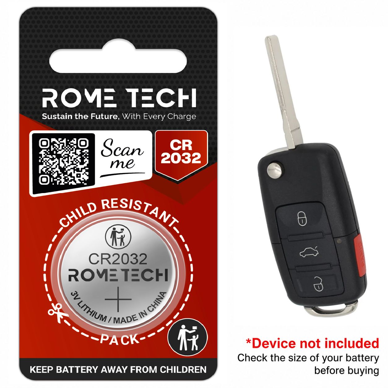 Replacement Battery for Key Fob - Volkswagen Passat 2010-2017