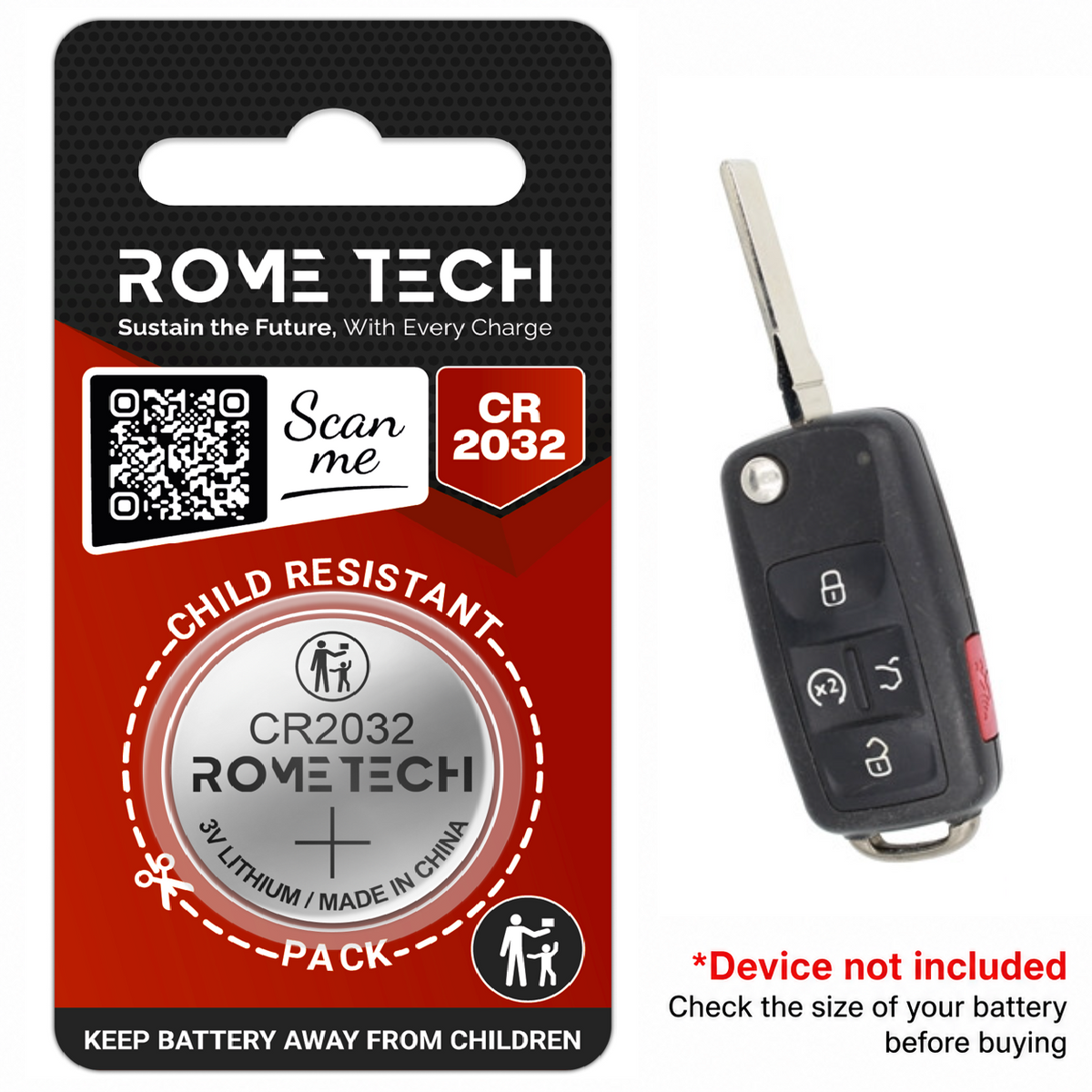 Replacement Battery for Key Fob - Volkswagen Golf 2010-2015