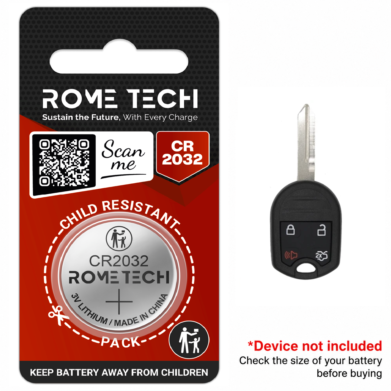 Replacement Battery for Key Fob - Ford Focus 2011