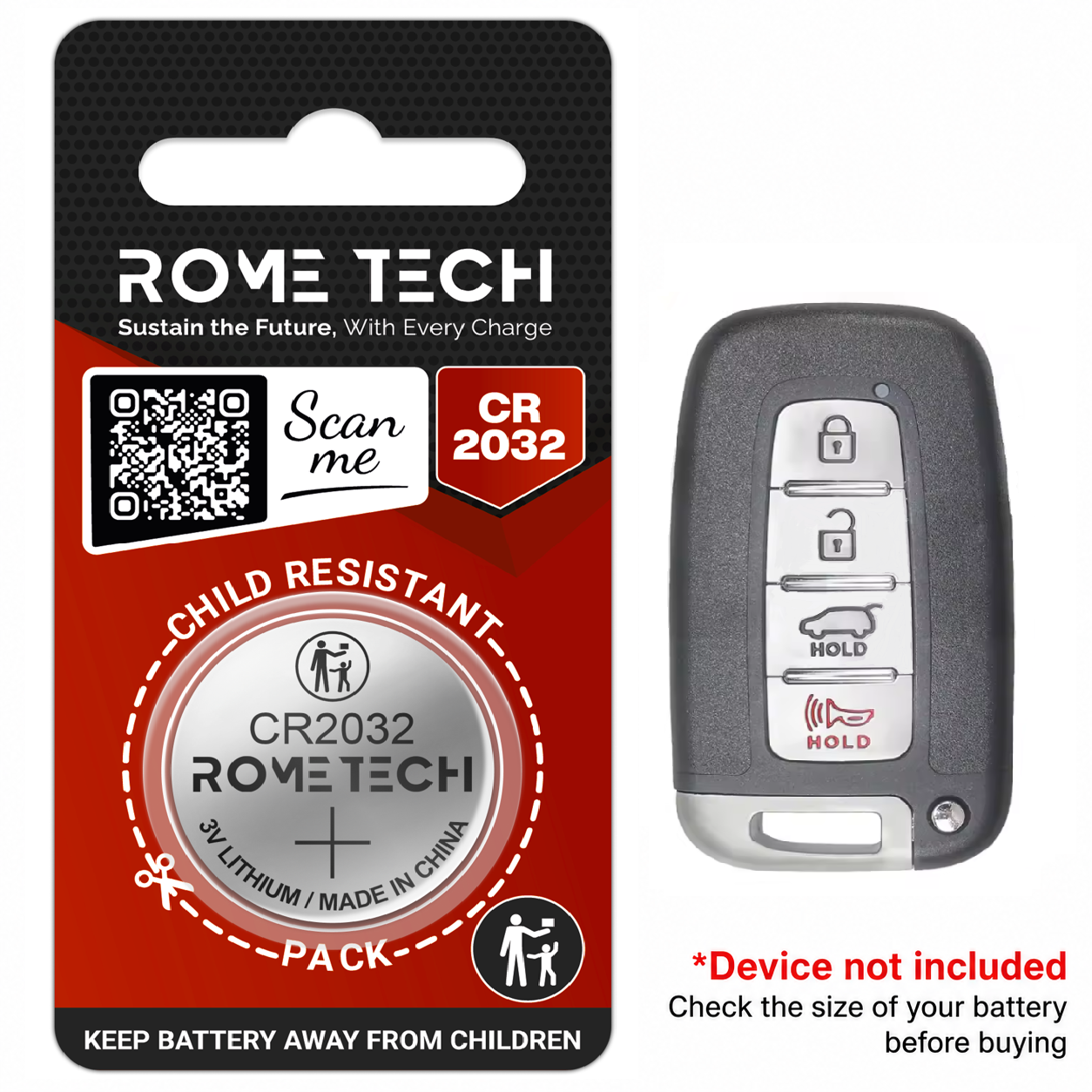 Replacement Battery for Key Fob - Kia Sorento 2011-2015